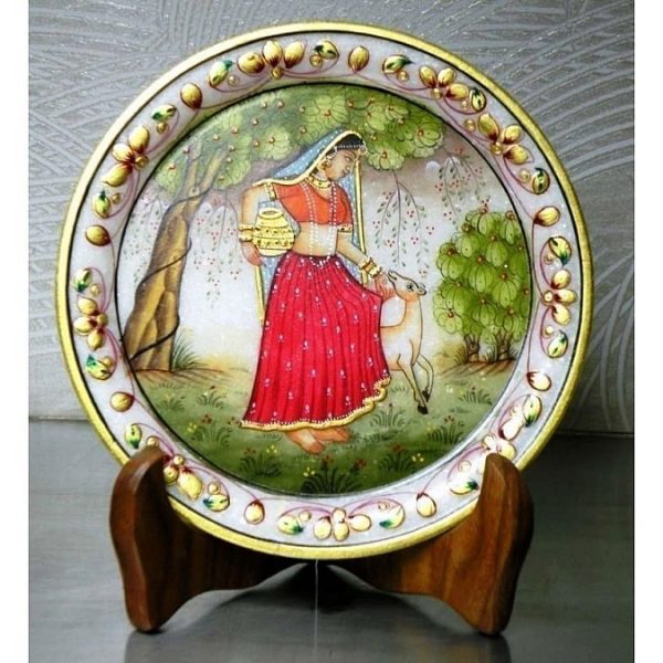 PAINTED PLATE WITH STAND (SMALL)