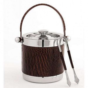 Leather Ice Bucket With Tong