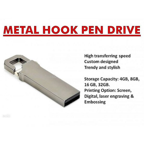 Metal Hook Pen Drive ( 4Gb, 8Gb, 16Gb)