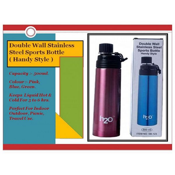 Double Wall Stainless Steel Sports Bottle Handy Style (500 Ml)