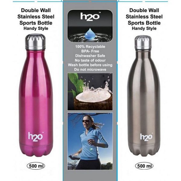 Double Wall Stainless Steel Sports Bottle Handy Style (500 Ml)