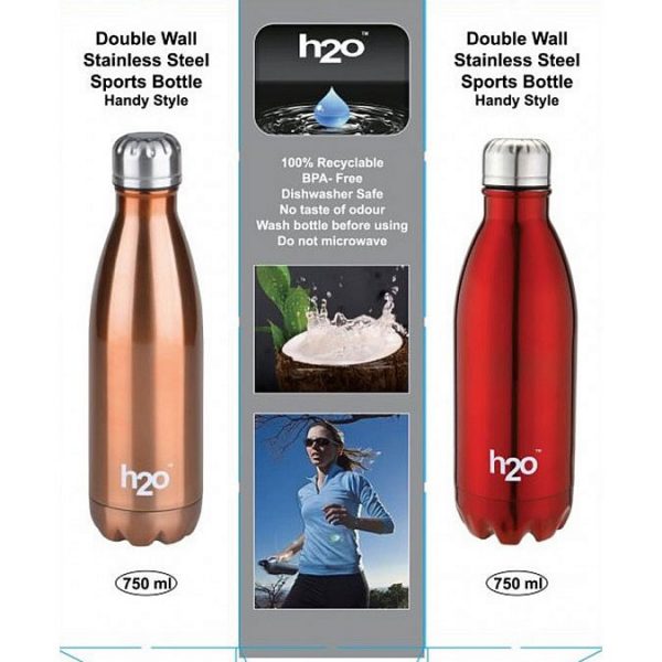 Double Wall Stainless Steel Sports Bottle Handy Style (750 Ml)