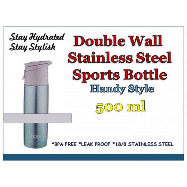 Double Wall Stainless Steel Sports Bottle Handy Style (500 Ml)