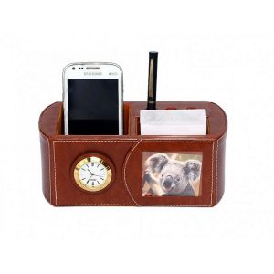 Pen Stand With Photo Frame And Clock