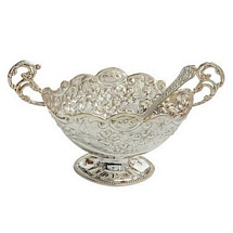 Silver Plated Brass Bowl With Spoon for Diwali and Dhanteras Gift