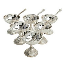 Silver Plated Icecream Or Desert Bowls Set for Dhanteras Gifts