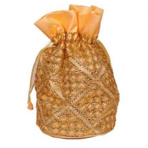 Golden Embroidered Gift Potli