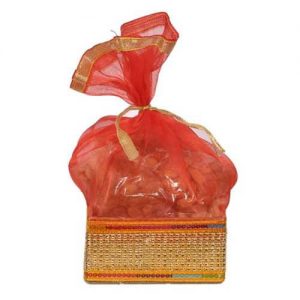 Red Net and Golden Gift Potli